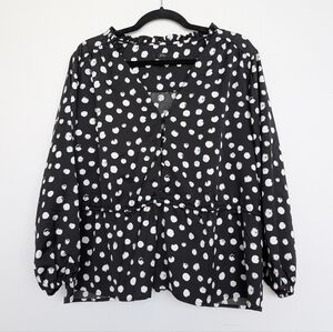 J. Crew Black and White Polka Dot Blouse